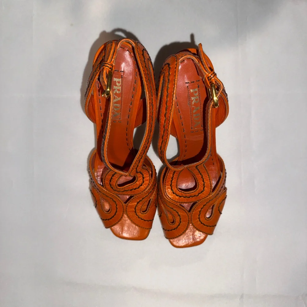 HANDMADE VINTAGE ORANGE PRADA HEELS